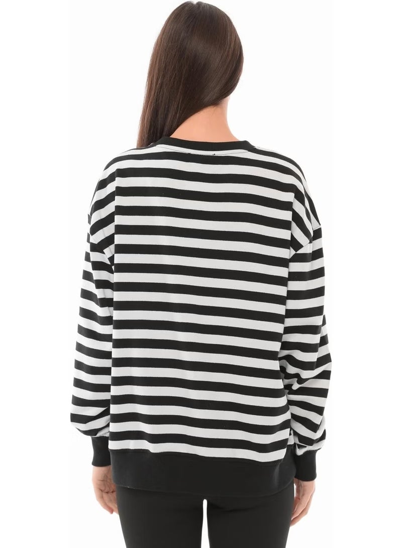 Defy's Women's Striped Oversize Sweat - Image 1